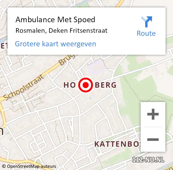 Locatie op kaart van de 112 melding: Ambulance Met Spoed Naar Rosmalen, Deken Fritsenstraat op 20 maart 2017 08:26