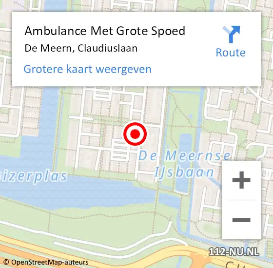 Locatie op kaart van de 112 melding: Ambulance Met Grote Spoed Naar De Meern, Claudiuslaan op 20 maart 2017 08:38