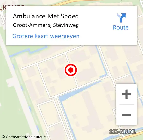 Locatie op kaart van de 112 melding: Ambulance Met Spoed Naar Groot-Ammers, Stevinweg op 20 maart 2017 08:40