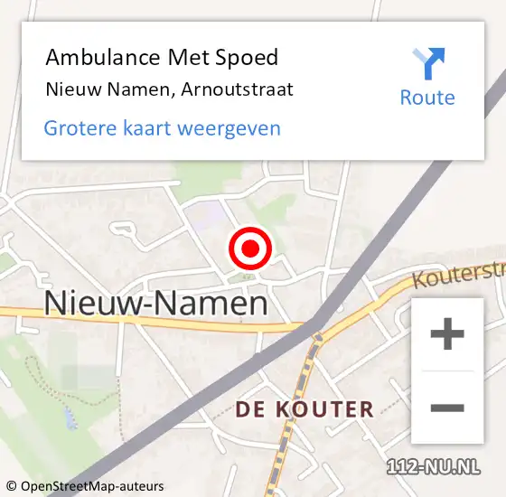 Locatie op kaart van de 112 melding: Ambulance Met Spoed Naar Nieuw Namen, Arnoutstraat op 20 maart 2017 08:44