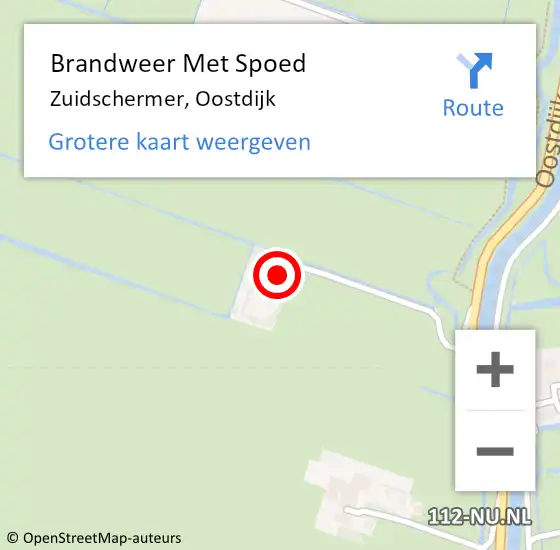 Locatie op kaart van de 112 melding: Brandweer Met Spoed Naar Zuidschermer, Oostdijk op 20 maart 2017 08:51