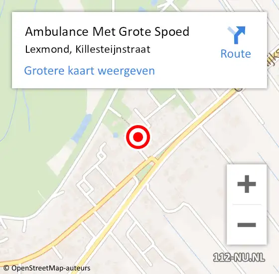 Locatie op kaart van de 112 melding: Ambulance Met Grote Spoed Naar Lexmond, Killesteijnstraat op 20 maart 2017 09:56
