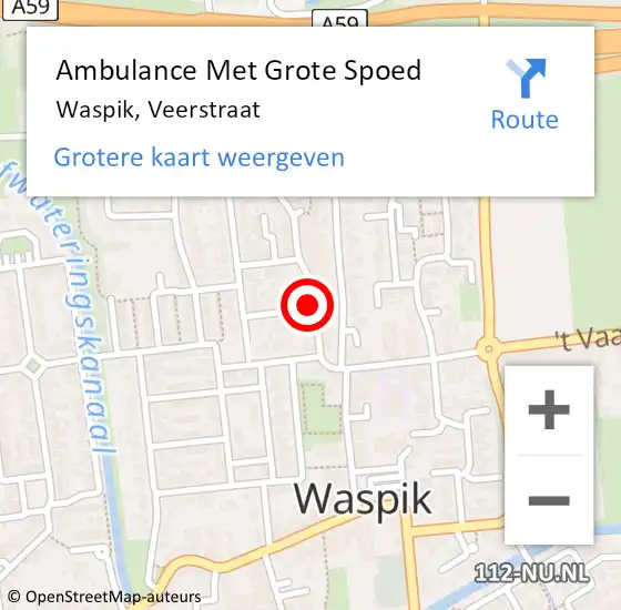 Locatie op kaart van de 112 melding: Ambulance Met Grote Spoed Naar Waspik, Veerstraat op 20 maart 2017 10:03
