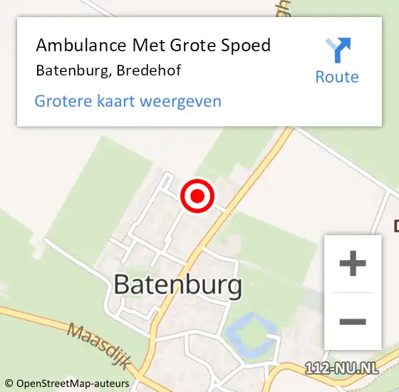 Locatie op kaart van de 112 melding: Ambulance Met Grote Spoed Naar Batenburg, Bredehof op 20 maart 2017 10:07