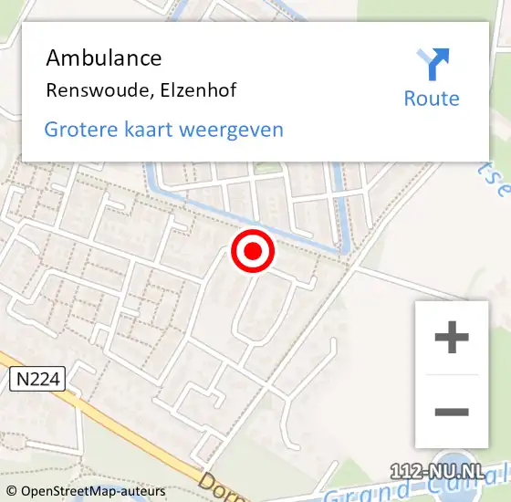 Locatie op kaart van de 112 melding: Ambulance Renswoude, Elzenhof op 20 maart 2017 10:23