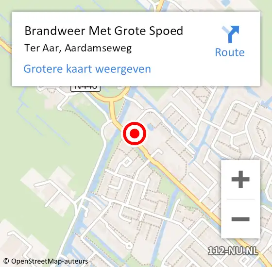 Locatie op kaart van de 112 melding: Brandweer Met Grote Spoed Naar Ter Aar, Aardamseweg op 20 maart 2017 10:55