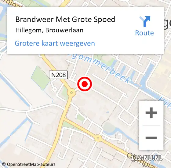 Locatie op kaart van de 112 melding: Brandweer Met Grote Spoed Naar Hillegom, Brouwerlaan op 20 maart 2017 11:27