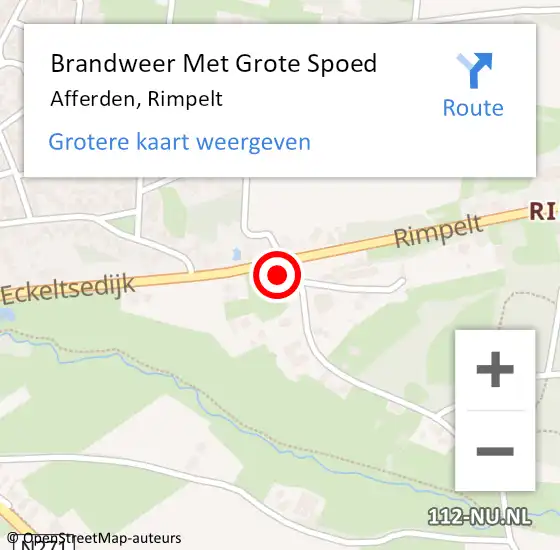 Locatie op kaart van de 112 melding: Brandweer Met Grote Spoed Naar Afferden, Rimpelt op 20 maart 2017 11:41