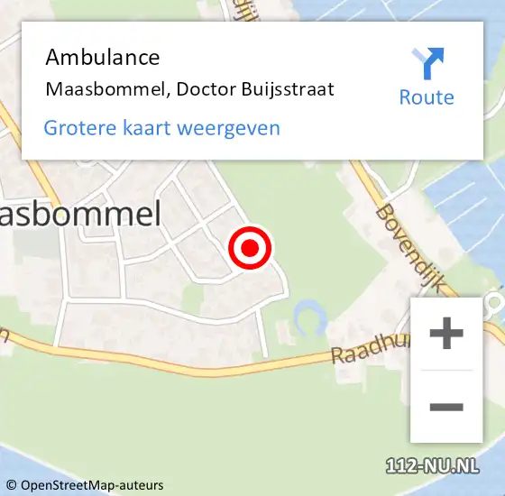 Locatie op kaart van de 112 melding: Ambulance Maasbommel, Doctor Buijsstraat op 20 maart 2017 12:05