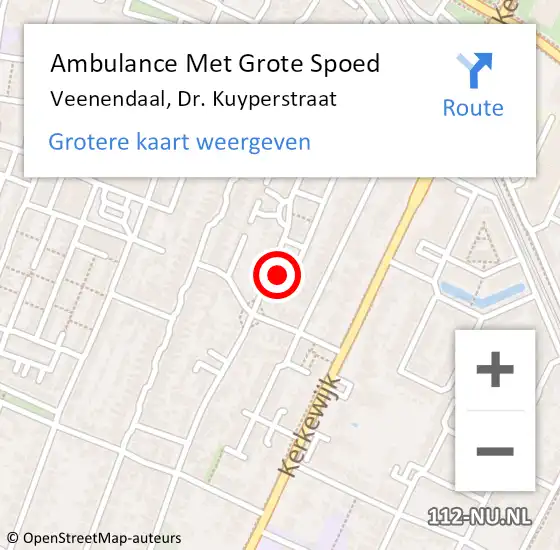 Locatie op kaart van de 112 melding: Ambulance Met Grote Spoed Naar Veenendaal, Dr. Kuyperstraat op 20 maart 2017 12:29