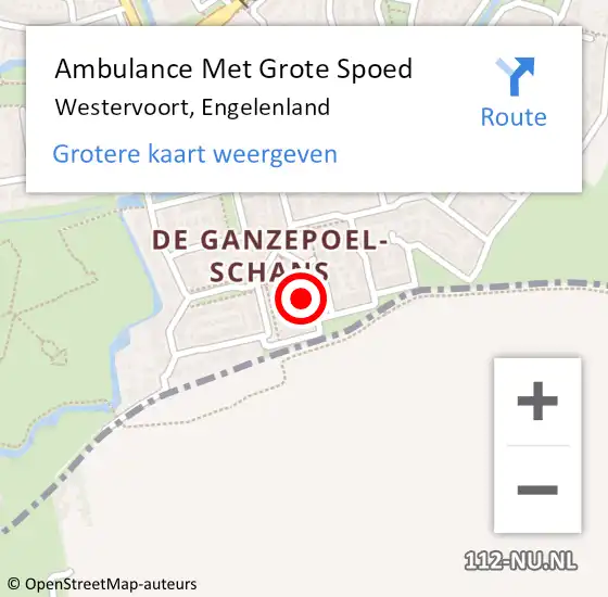 Locatie op kaart van de 112 melding: Ambulance Met Grote Spoed Naar Westervoort, Engelenland op 20 maart 2017 13:17