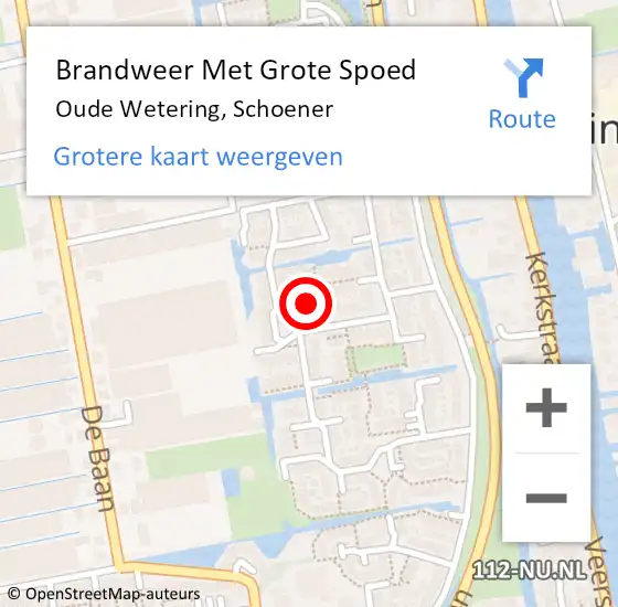 Locatie op kaart van de 112 melding: Brandweer Met Grote Spoed Naar Oude Wetering, Schoener op 20 maart 2017 13:26