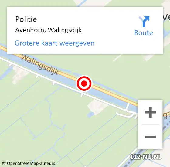 Locatie op kaart van de 112 melding: Politie Avenhorn, Walingsdijk op 20 maart 2017 14:07