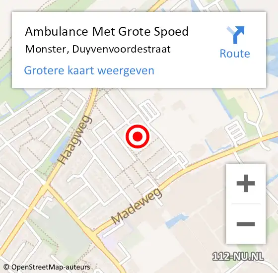 Locatie op kaart van de 112 melding: Ambulance Met Grote Spoed Naar Monster, Duyvenvoordestraat op 20 maart 2017 14:18