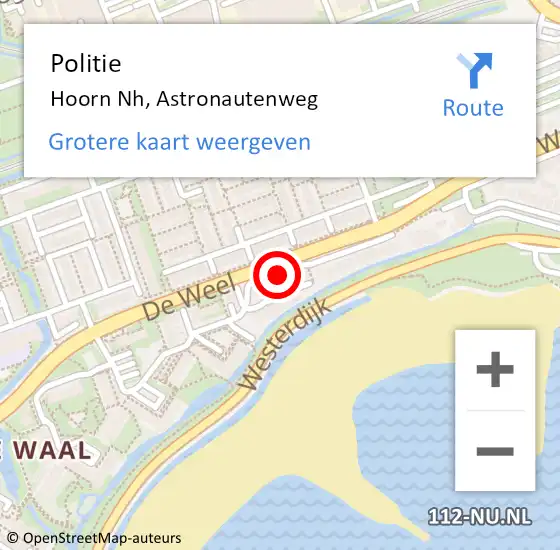 Locatie op kaart van de 112 melding: Politie Hoorn Nh, Astronautenweg op 20 maart 2017 14:19