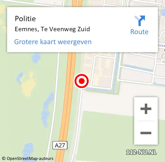 Locatie op kaart van de 112 melding: Politie Eemnes, Te Veenweg Zuid op 20 maart 2017 15:11
