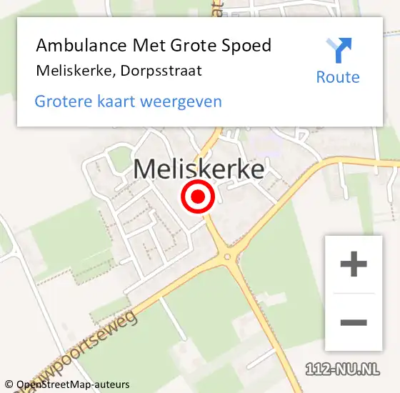 Locatie op kaart van de 112 melding: Ambulance Met Grote Spoed Naar Meliskerke, Dorpsstraat op 20 maart 2017 15:21