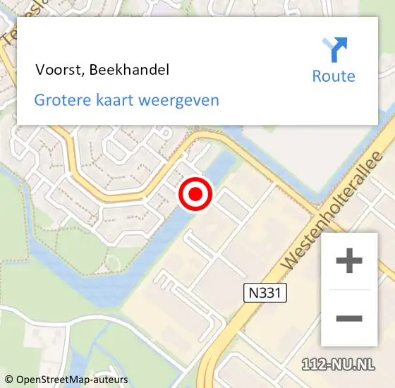 Locatie op kaart van de 112 melding:  Voorst, Beekhandel op 20 maart 2017 15:45