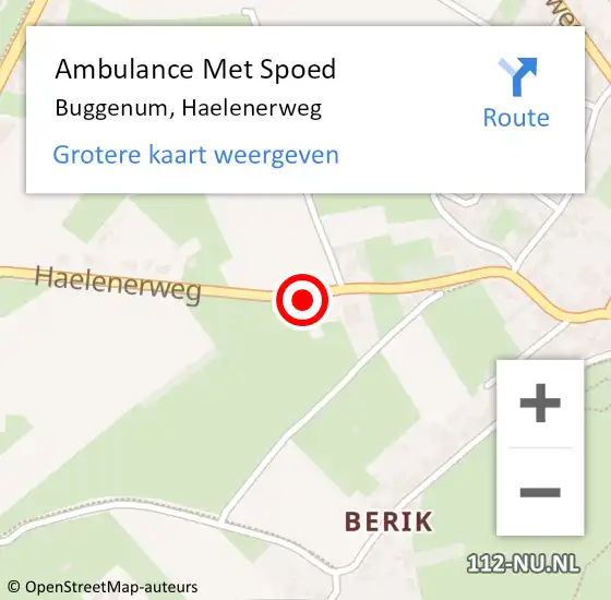 Locatie op kaart van de 112 melding: Ambulance Met Spoed Naar Buggenum, Haelenerweg op 20 maart 2017 15:48