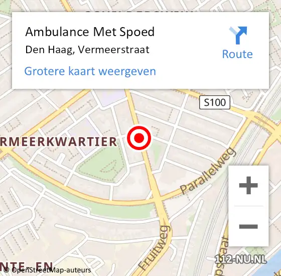 Locatie op kaart van de 112 melding: Ambulance Met Spoed Naar Den Haag, Vermeerstraat op 20 maart 2017 15:58