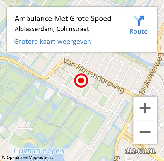 Locatie op kaart van de 112 melding: Ambulance Met Grote Spoed Naar Alblasserdam, Colijnstraat op 20 maart 2017 16:03