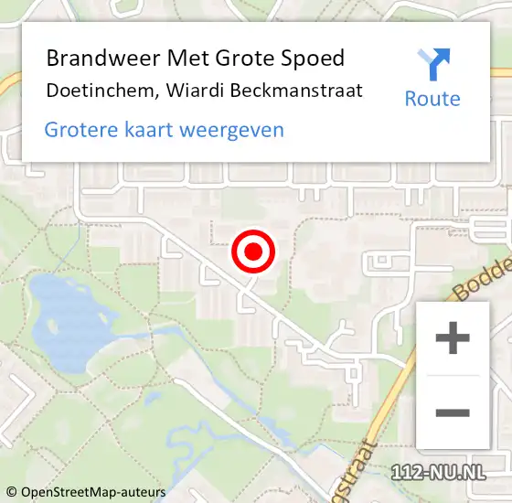 Locatie op kaart van de 112 melding: Brandweer Met Grote Spoed Naar Doetinchem, Wiardi Beckmanstraat op 20 maart 2017 16:05