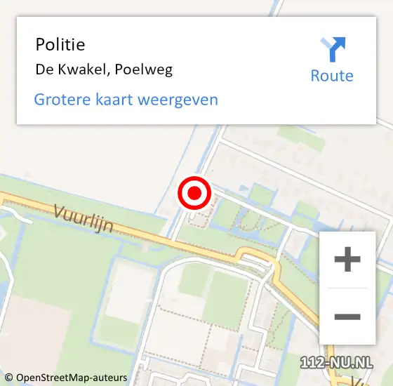 Locatie op kaart van de 112 melding: Politie De Kwakel, Poelweg op 20 maart 2017 16:06