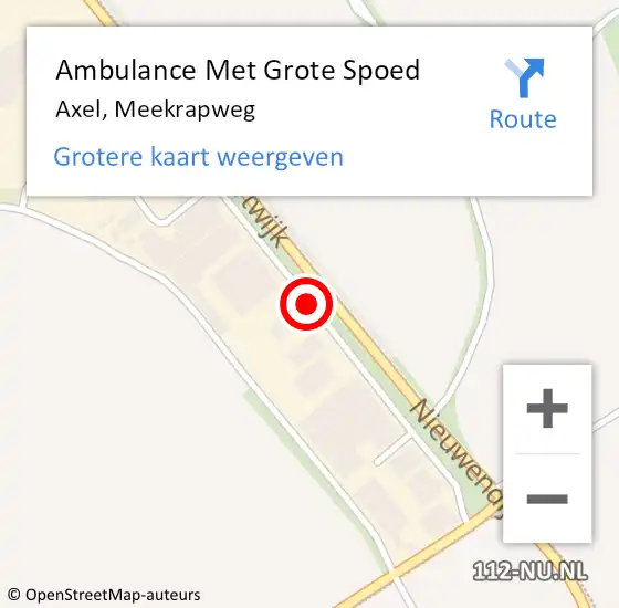 Locatie op kaart van de 112 melding: Ambulance Met Grote Spoed Naar Axel, Meekrapweg op 20 maart 2017 16:39