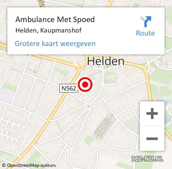 Locatie op kaart van de 112 melding: Ambulance Met Spoed Naar Helden, Kaupmanshof op 14 januari 2014 14:06