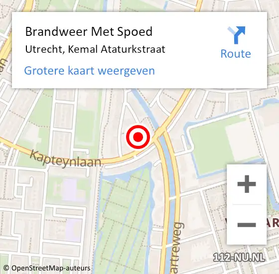 Locatie op kaart van de 112 melding: Brandweer Met Spoed Naar Utrecht, Kemal Ataturkstraat op 20 maart 2017 17:20