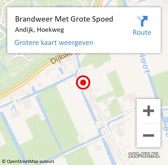 Locatie op kaart van de 112 melding: Brandweer Met Grote Spoed Naar Andijk, Hoekweg op 20 maart 2017 17:42