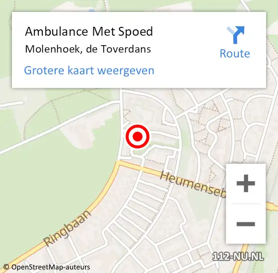 Locatie op kaart van de 112 melding: Ambulance Met Spoed Naar Molenhoek, de Toverdans op 14 januari 2014 14:09