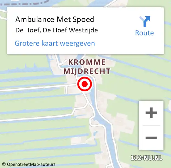 Locatie op kaart van de 112 melding: Ambulance Met Spoed Naar De Hoef, De Hoef Westzijde op 20 maart 2017 18:26