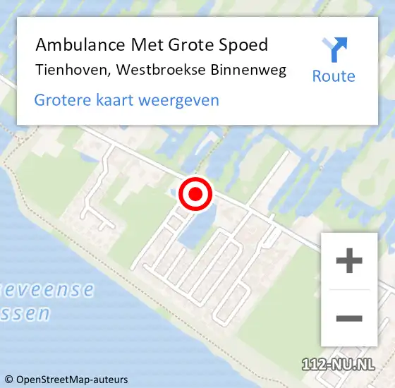 Locatie op kaart van de 112 melding: Ambulance Met Grote Spoed Naar Tienhoven, Westbroekse Binnenweg op 20 maart 2017 18:32