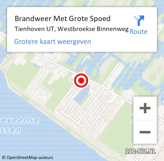 Locatie op kaart van de 112 melding: Brandweer Met Grote Spoed Naar Tienhoven UT, Westbroekse Binnenweg op 20 maart 2017 18:32