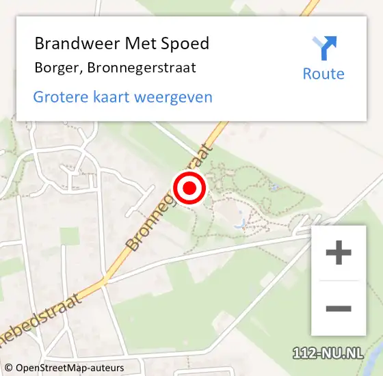 Locatie op kaart van de 112 melding: Brandweer Met Spoed Naar Borger, Bronnegerstraat op 20 maart 2017 18:35