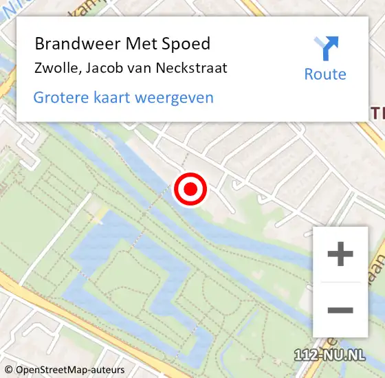 Locatie op kaart van de 112 melding: Brandweer Met Spoed Naar Zwolle, Jacob van Neckstraat op 20 maart 2017 18:53