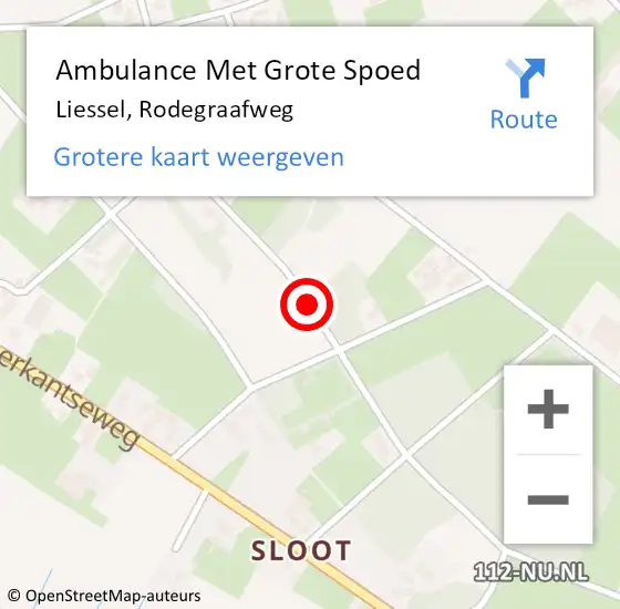 Locatie op kaart van de 112 melding: Ambulance Met Grote Spoed Naar Liessel, Rodegraafweg op 20 maart 2017 19:13