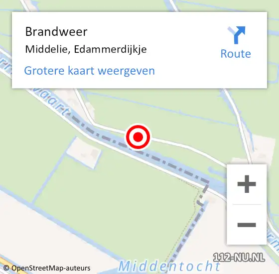 Locatie op kaart van de 112 melding: Brandweer Middelie, Edammerdijkje op 20 maart 2017 20:00