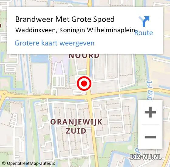 Locatie op kaart van de 112 melding: Brandweer Met Grote Spoed Naar Waddinxveen, Koningin Wilhelminaplein op 20 maart 2017 20:36