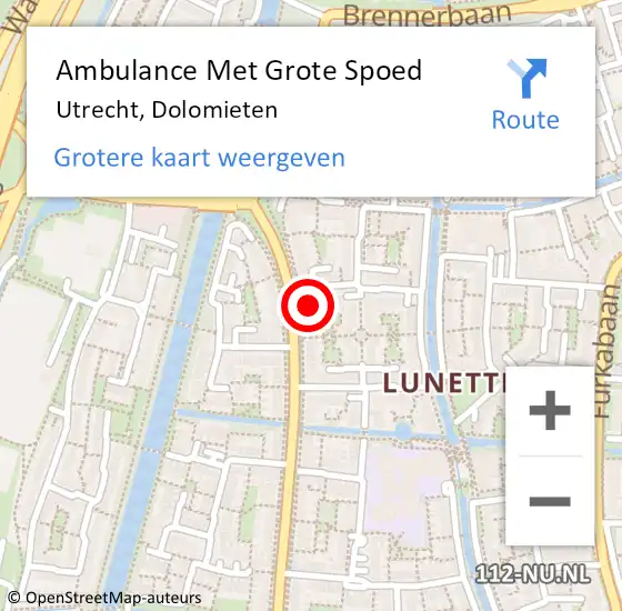 Locatie op kaart van de 112 melding: Ambulance Met Grote Spoed Naar Utrecht, Dolomieten op 20 maart 2017 21:55