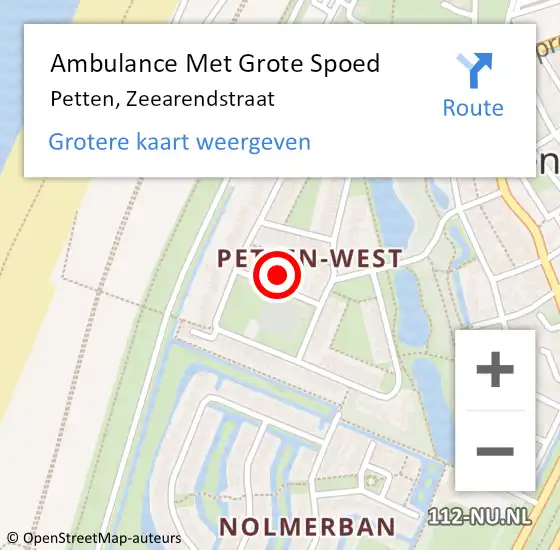 Locatie op kaart van de 112 melding: Ambulance Met Grote Spoed Naar Petten, Zeearendstraat op 20 maart 2017 22:12