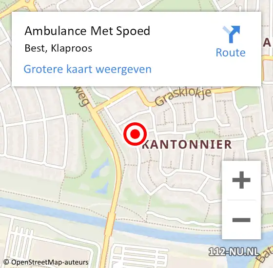 Locatie op kaart van de 112 melding: Ambulance Met Spoed Naar Best, Klaproos op 21 maart 2017 02:26