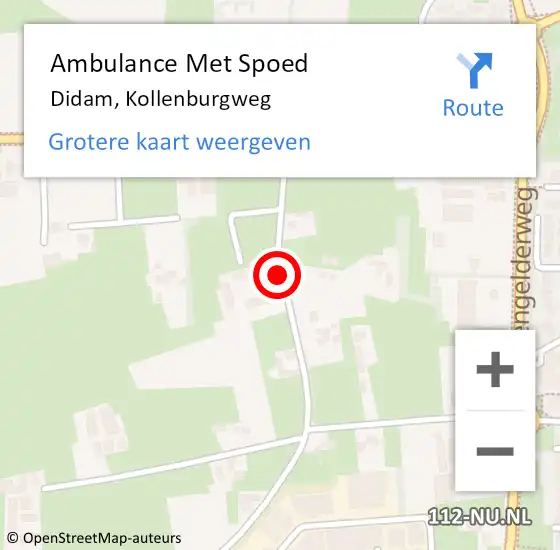 Locatie op kaart van de 112 melding: Ambulance Met Spoed Naar Didam, Kollenburgweg op 21 maart 2017 05:09