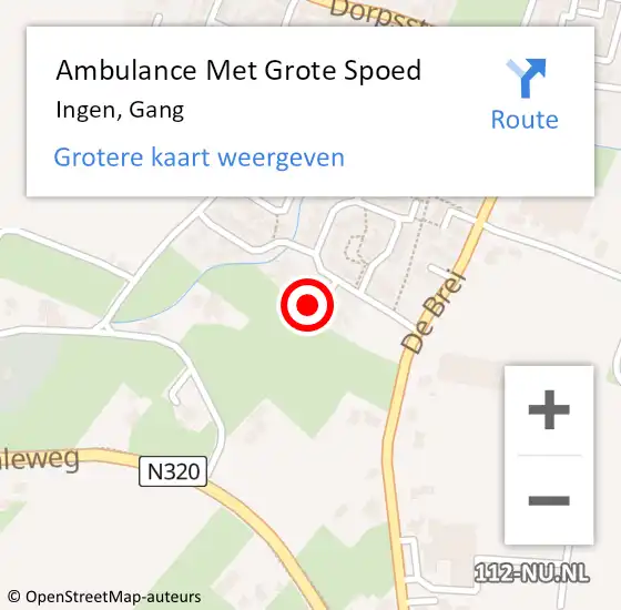 Locatie op kaart van de 112 melding: Ambulance Met Grote Spoed Naar Ingen, Gang op 21 maart 2017 05:21