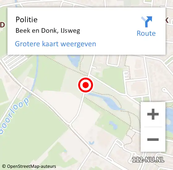 Locatie op kaart van de 112 melding: Politie Beek en Donk, IJsweg op 21 maart 2017 06:30