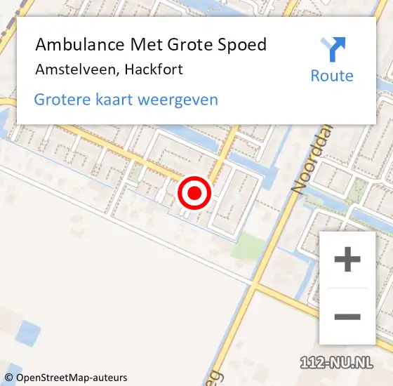 Locatie op kaart van de 112 melding: Ambulance Met Grote Spoed Naar Amstelveen, Hackfort op 14 januari 2014 14:46