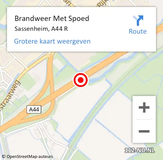 Locatie op kaart van de 112 melding: Brandweer Met Spoed Naar Sassenheim, A44 L op 21 maart 2017 07:21