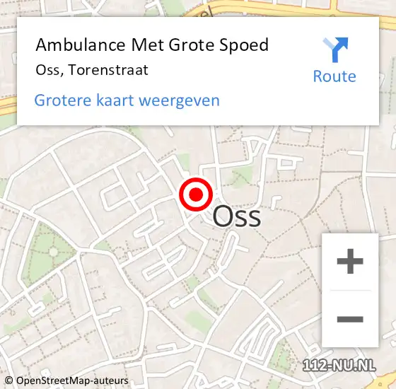 Locatie op kaart van de 112 melding: Ambulance Met Grote Spoed Naar Oss, Torenstraat op 21 maart 2017 07:23