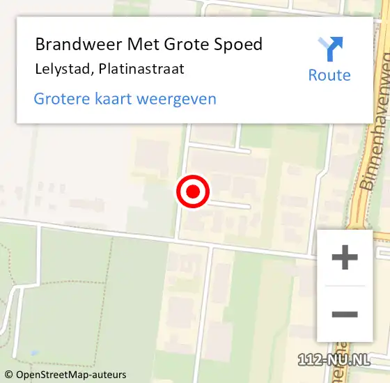 Locatie op kaart van de 112 melding: Brandweer Met Grote Spoed Naar Lelystad, Platinastraat op 21 maart 2017 08:27